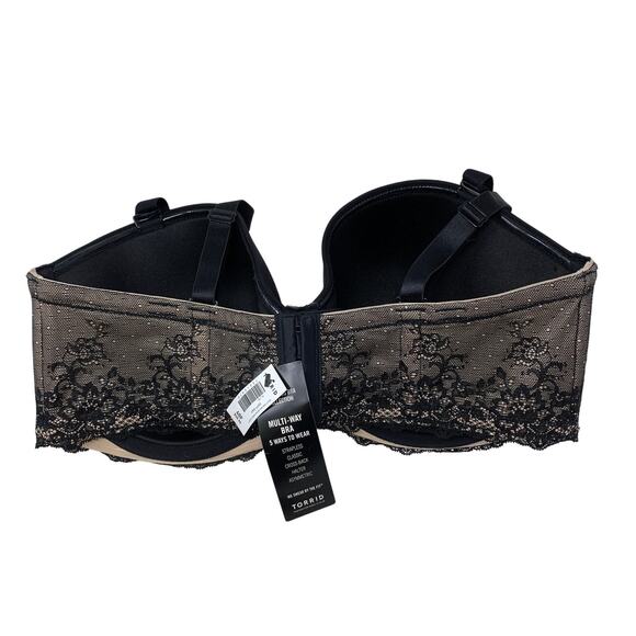 Torrid Multi-Way Bra Womens Size 40F Black Tan With Lace NEW - Picture 3 of 5